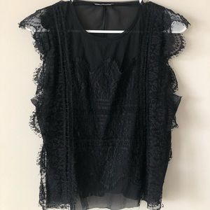 Zara Black Lace and Mesh Blouse